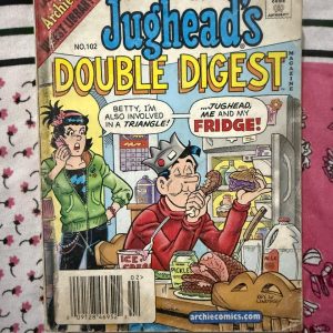 Second hand Book - JUGHEAD Double Digest - Jughead Double Digest is a masterclass in comic relief, perfectly capturing Riverdale’s favorite food-loving, crown-wearing cynic. Packed with double the classic mishaps, burger-craving escapades, and his brilliant, lazy-genius wit, it’s a delightfully lighthearted read. This pocket-sized treasure chest guarantees laugh-out-loud entertainment for comic fans of all generations.