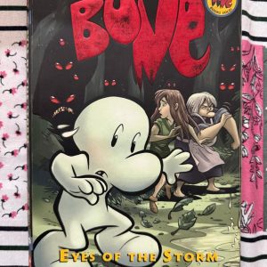 Second hand book - Jeff Smith - BONE - Eyes of the Storm - Scholastic Graphic Novel - Adventurous, Funny & Unforgettable Alien - Jeff Smith’s BONE: Eyes of the Storm is a spectacular Scholastic graphic novel masterpiece. This adventurous, funny, and unforgettable epic masterfully balances quiet, emotional storytelling with gripping, storm-driven suspense as dark secrets about the valley emerge. Packed with breathtaking artwork and brilliant humor, it is a thoroughly captivating and unputdownable classic.