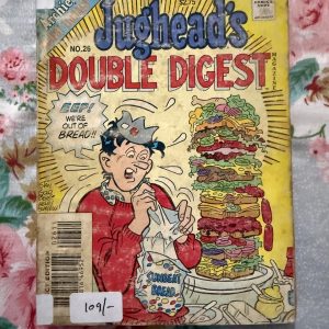 Second hand Book - Jughead's Double Digest Magazine - Jughead Double Digest is a masterclass in comic relief, perfectly capturing Riverdale’s favorite food-loving, crown-wearing cynic. Packed with double the classic mishaps, burger-craving escapades, and his brilliant, lazy-genius wit, it’s a delightfully lighthearted read. This pocket-sized treasure chest guarantees laugh-out-loud entertainment for comic fans of all generations.