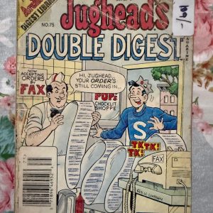 Second hand Book - Jughead's Double Digest Magazine - Jughead Double Digest is a masterclass in comic relief, perfectly capturing Riverdale’s favorite food-loving, crown-wearing cynic. Packed with double the classic mishaps, burger-craving escapades, and his brilliant, lazy-genius wit, it’s a delightfully lighthearted read. This pocket-sized treasure chest guarantees laugh-out-loud entertainment for comic fans of all generations.